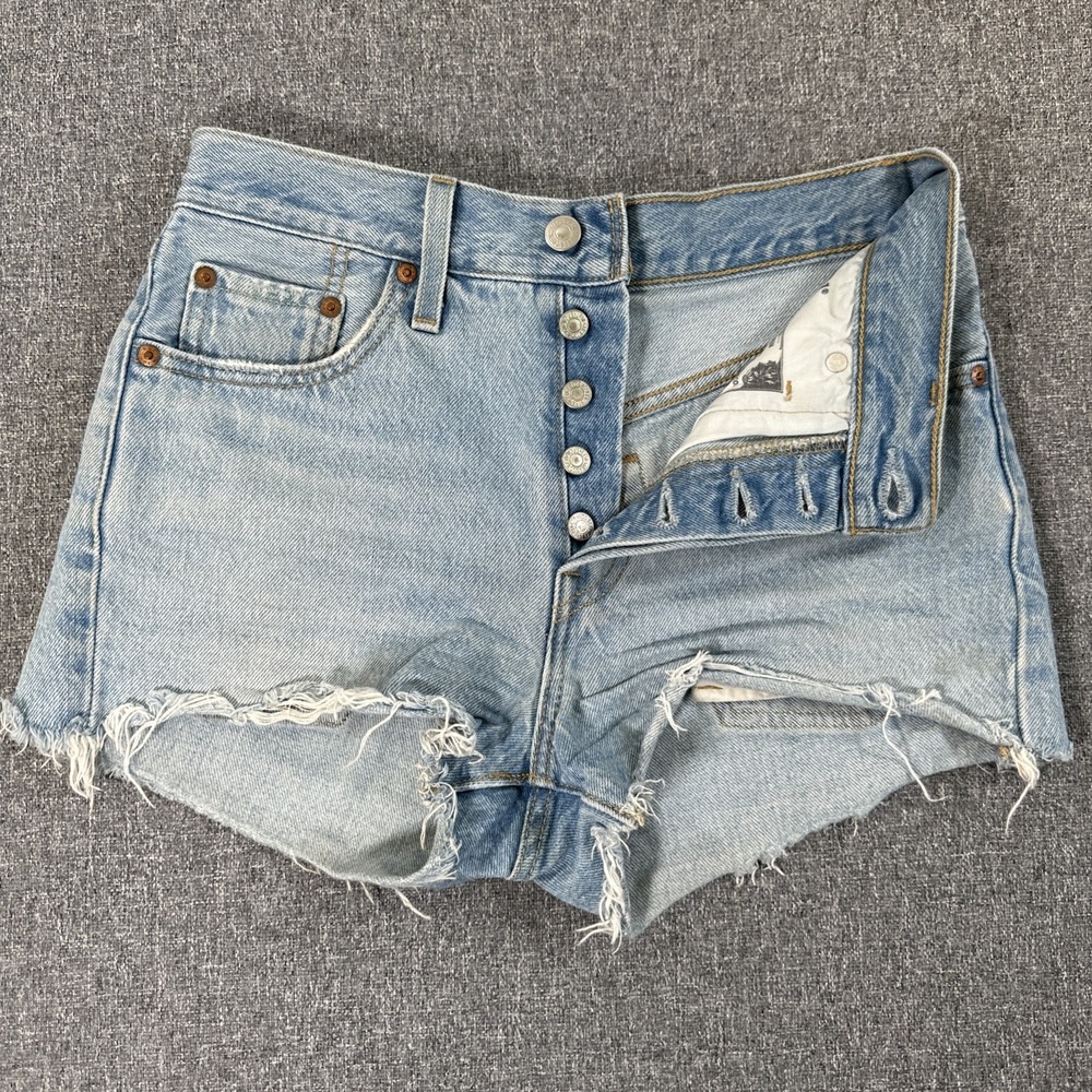 Levi's 501 Cut Off Denim Shorts‎ W25 Distressed Frayed Festival Daisy Duke